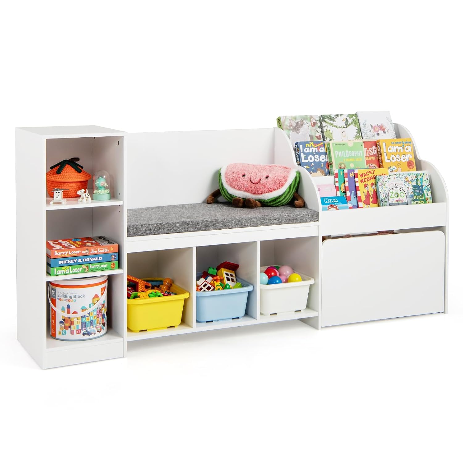 Kids Toys Drawers - رف كتب للأطفال مع زاوية قراءة