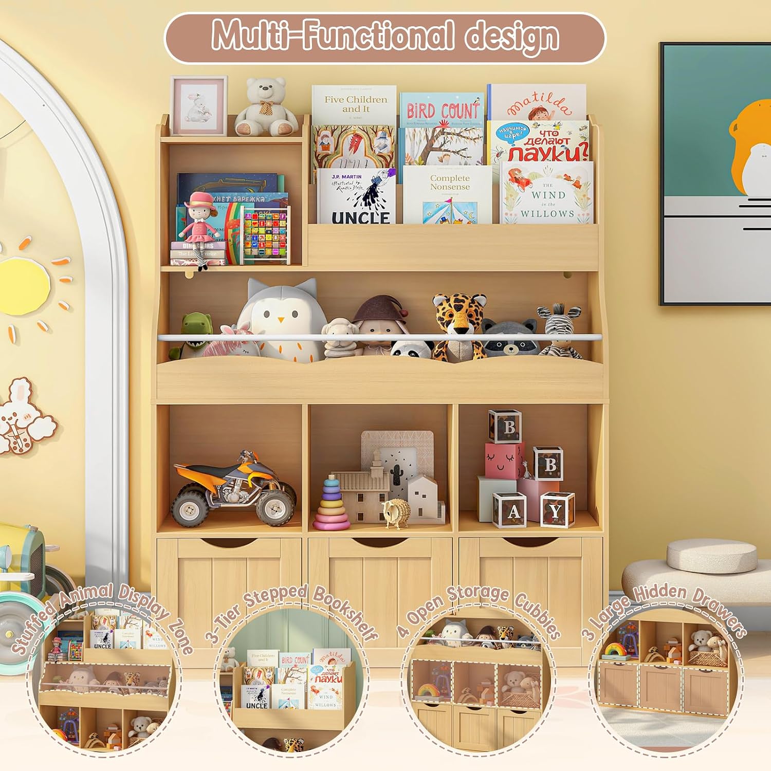 رف كتب خشبي للأطفال بثلاث طبقا - مراجعة Kids Toys Drawers وسعره