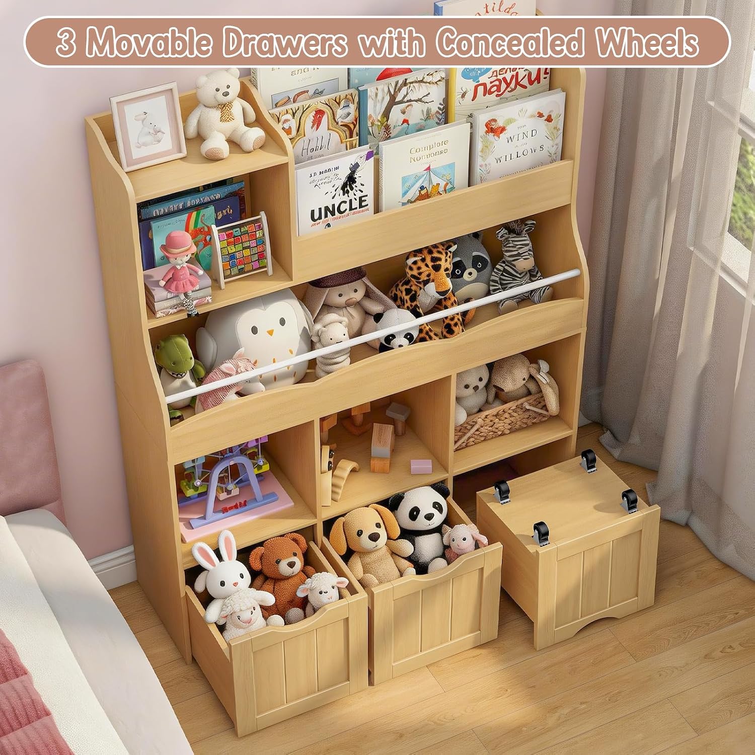 رف كتب خشبي للأطفال بثلاث طبقا - مراجعة Kids Toys Drawers وسعره