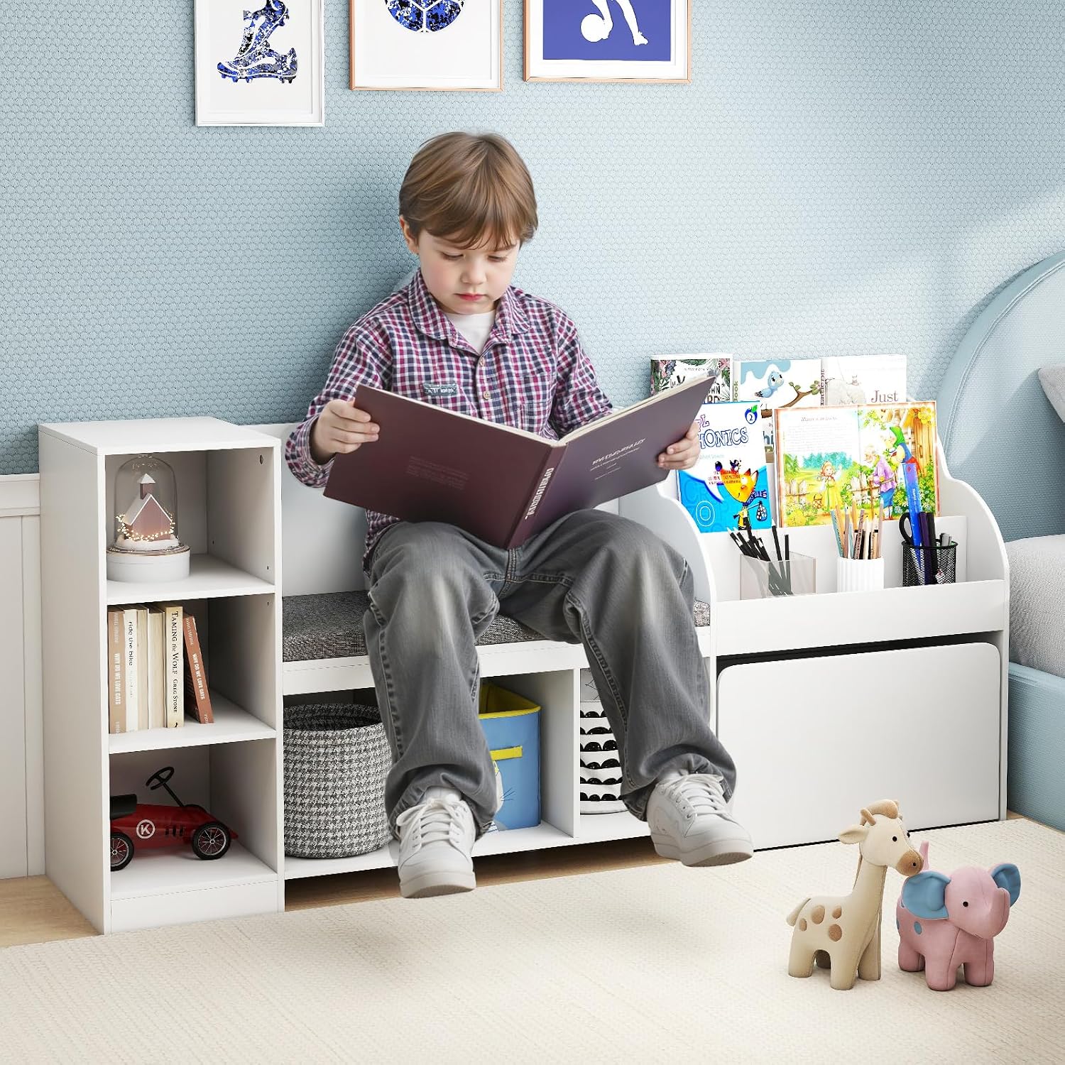 رف كتب للأطفال مع زاوية قراءة  - مراجعة Kids Toys Drawers وسعره